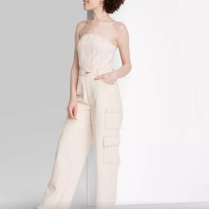 Wild Fable Cream Strapless Jumpsuit